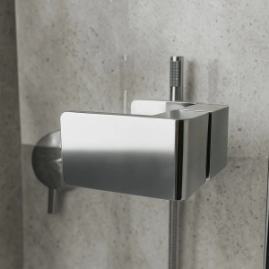 Cabina de dus REA Atlas, Dimensiuni 100x80x80 cm, echipata cu 2 pereti si usa batanta, Culoare Crom - Img 4