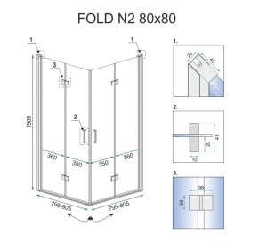 Cabina de dus Rea Fold N2, Dimensiune 80x80cm, Culoare Crom - Img 4