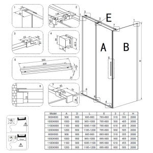 Cabina de dus rectangulara ASTRA-CH-A-110+B80+E crom 110x80 cm 8 mm - Img 21