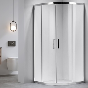 Cabina de dus semicirculara din sticla securizata cu rame cromate si cadita de dus slim neagra KZ101B-SXL01B 90 x 90 cm - Img 3