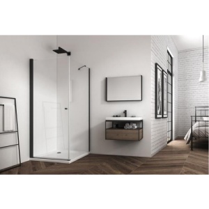 Cabina de dus Veldman Atlanta negru mat 100 x 60 cm sticla 6 mm - Img 3