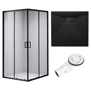 Cabina dus cu cadita inclusa, culoare negru, dimensiuni 90x90cm - Img 1