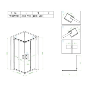 Cabina dus cu cadita inclusa, culoare negru, dimensiuni 90x90cm - Img 11