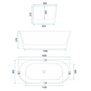 Cada alba de baie freestanding Rea Eris 160 cm - Img 11