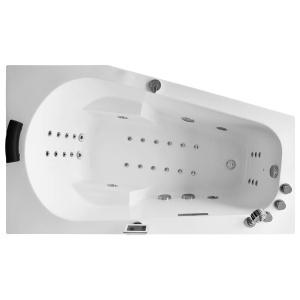 Cada cu hidromasaj asimetrica MUE-007B Dreapta, 170 x 100 x 70 cm, 32 duze, incalzitor, ozonoterapie si Bluetooth, alba - Img 2
