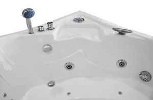 Cada de baie cu hidromasaj de colt MO-0203, 135 x 135 x 75 cm, cromoterapie, radio Bluetooth, alb - Img 11