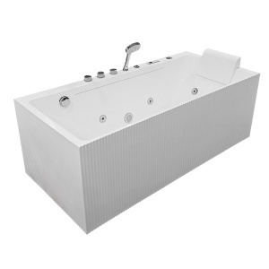 Cada de baie cu hidromasaj si cromoterapie MO-18058L, design canelat, 170 x 80 x 60 cm, alb