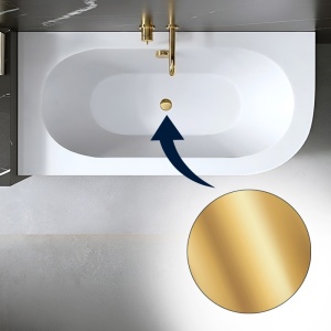 Cada de baie cu masca si montaj stanga, EBI 140x75 cm alba cu preaplin si ventil auriu - Img 6