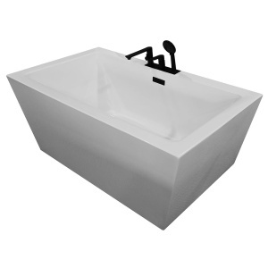 Cadă de baie cu montaj la perete MO-1039D cu baterie neagră, 152 x 80 x 58 cm - Img 2