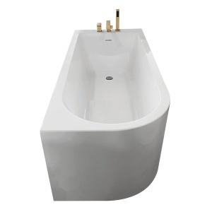Cadă de baie cu montaj pe dreapta, cu baterie aurie 150 x 75 x 58 cm - Img 3