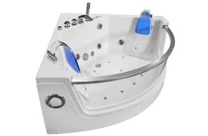 Cada de baie de colt cu hidromasaj si aeromasaj MO-0053N – 141 x 141 x 61 cm, 2 persoane, Bluetooth si cromoterapie - Img 4