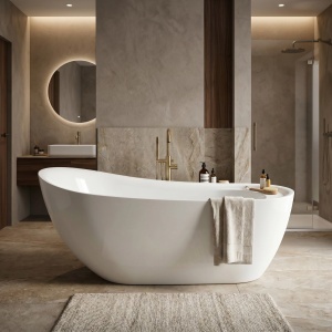 Cada de baie freestanding, alba, Rea Orte 170 - Img 3