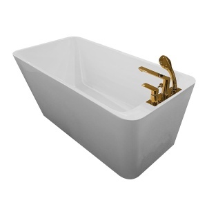 Cada de baie freestanding cu baterie aurie inclusa, dimensiuni 150X75X58CM - Img 2
