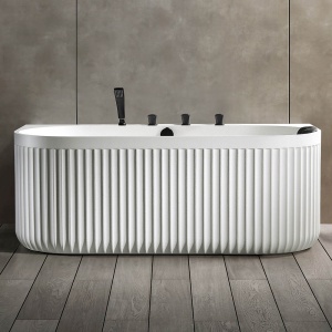Cada de baie freestanding cu baterie integrata MUE-A005-2W, 170 x 80 cm, alb mat cu textura de piatra - Img 2