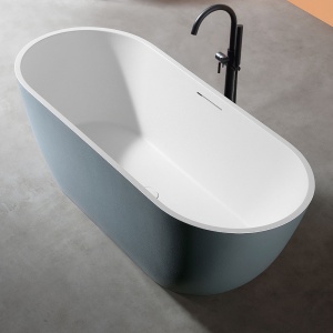 Cada de baie freestanding cu strat rezistent la abraziune D002GBW gri/alb 170 x 75 x 60 cm - Img 3