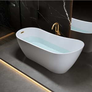 Cada de baie freestanding Forte 520B, acril alb si accesorii auriu periat – 160 x 75 cm - Img 4