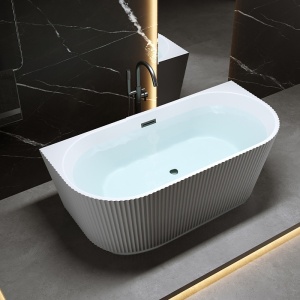 Cada de baie freestanding, montaj la perete Carlo2 170 x 75 cm, ventil si preaplin negru mat - Img 10