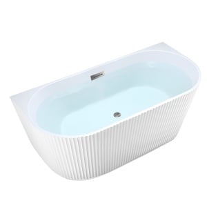 Cada de baie freestanding, montaj la perete Carlo2 alb cu preaplin si ventil otel periat - 170 x 75 cm