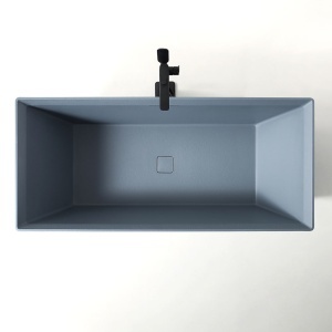 Cada de baie freestanding MUE-D001GB Exclusiv 170 x 75 cm, compozit finisaj mat cu textura de piatra gri albastru - Img 4