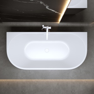 Cada de baie LENA 527C, de sine statatoare 160x75cm, Culoare Alb, Deversor Alb Mat - Img 3