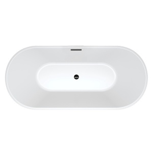 Cada de baie Lisbona 502C, Dimensiune 170x80cm, Culoare Alb, Deversor Negru - Img 9