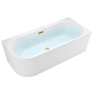 Cada de baie MERA 509D/Dreapta, Dimensiune 170x75cm, Culoare Alb, Deversor Auriu Periat - Img 1
