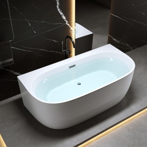 Cada de baie NORA 526B, Dimensiune 150x80cm, Culoare Alb, Deversor Crom - Img 6