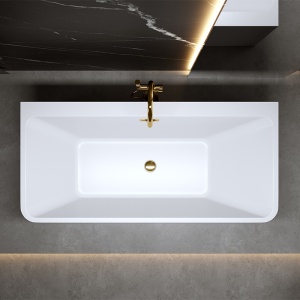 Cada de baie SOFIA 515D, Dimensiune 170x75cm, Culoare Alb, Deversor Auriu - Img 5