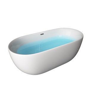 Cada de baie suport 150x75cm Cesana 518A, Culoare Alb , Deversor Cromat - Img 3