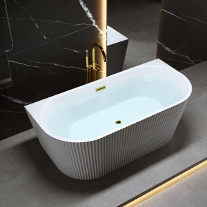Cada de baie suport CARLO 517C, Dimensiune 160x75cm, Culoare Alb, Deversor Auriu - Img 9