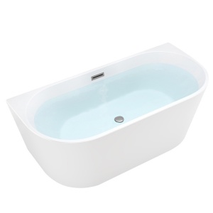 Cada de perete freestanding Lena2 – 160 x 80 cm, alb lucios cu ventil si preaplin otel periat