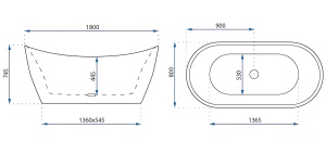 Cada de podea freestanding, alba, Rea Ferrano Slim 170 cm - Img 9