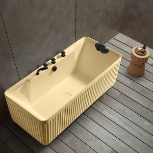Cada freestanding MUE-D005-2CP cappuccino mat 170 x 75 cm cu baterie neagra - Img 3