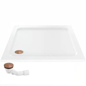 Cada pentru dus din acril Rea Belmond White Brush Copper 90x90 cm - Img 4
