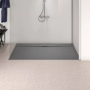 Cadita de dus dreptunghiulara Ideal Standard i.life Ultra Flat S gri asfaltic 180x90 cm - Img 3