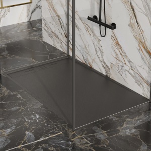 Cadita de dus dreptunghiulara imitatie de piatra Slim DEKO 100x80 cm neagra - Img 3