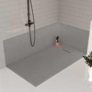 Cadita de dus dreptunghiulara slim finisaj piatra MIKO 100x90 cm gri - Img 2