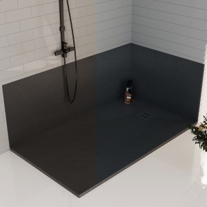 Cadita de dus dreptunghiulara slim imitatie piatra Riko 100 x 70 cm neagra - Img 8