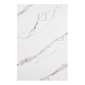 Cadita de dus dreptunghiulara slim model marmura Riko 120 x 80 cm alba