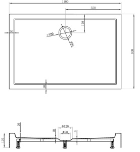 Cadita de dus Inalta, culoare alb, dimensiune 110x80x12cm - Img 5