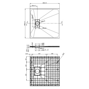 Cadita de dus JUKO Slim, Structura de piatra 80x80cm, Culoare Alb - Img 13