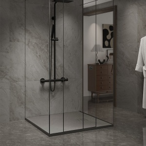 Cadita de dus patrata slim model texturat piatra RIKO 90 × 90 cm gri - Img 3