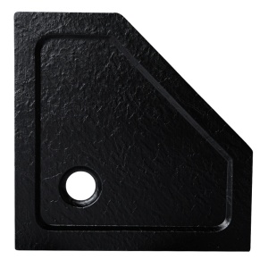 Cadita de dus pentagonala antiderapanta finisaj mat Slim RAVE 90x90 cm neagra