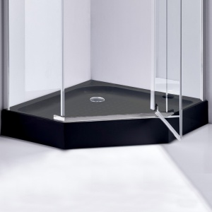 Cadita de dus pentagonala inalta Hydrosan SXL07A 80x80 cm neagra - Img 5