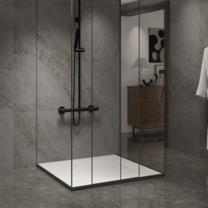 Cadita de dus RIKO Slim, Structura de piatra 90x90cm, Culoare Alb - Img 3
