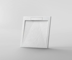 Cădiță de duș STONE 90×90 cm – Marmură Turnată, Alb Mat - Img 6