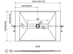 Cadita de dus Toro SMC, culoare alba, sifon auriu, dimensiune 110x90cm - Img 4