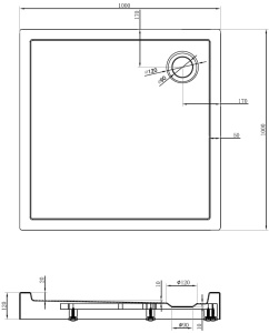 Cadita dus inalta, culoare negru 100x100 cm - Img 6