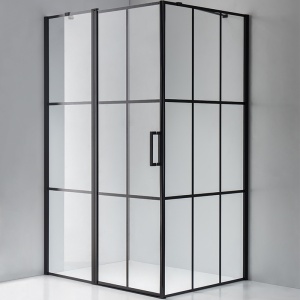 Cadita rectangulara cu rame negre sticla securizata BS03A 100 x 90 cm - Img 3