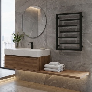 Calorifer portprosop pentru baie Anika 80 x 60 cm, negru mat - Img 14